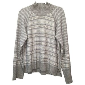Cyrus Gray and Cream‎ Striped Turtleneck Sweater